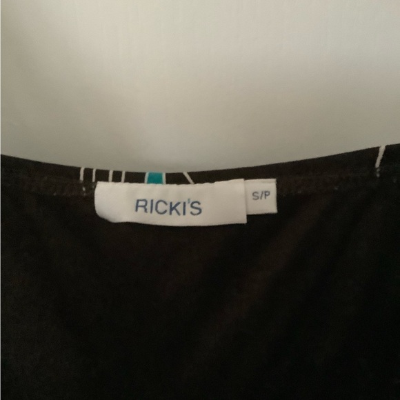 Y2K Black with blue and green flowers midi dress - Picture 3 of 3